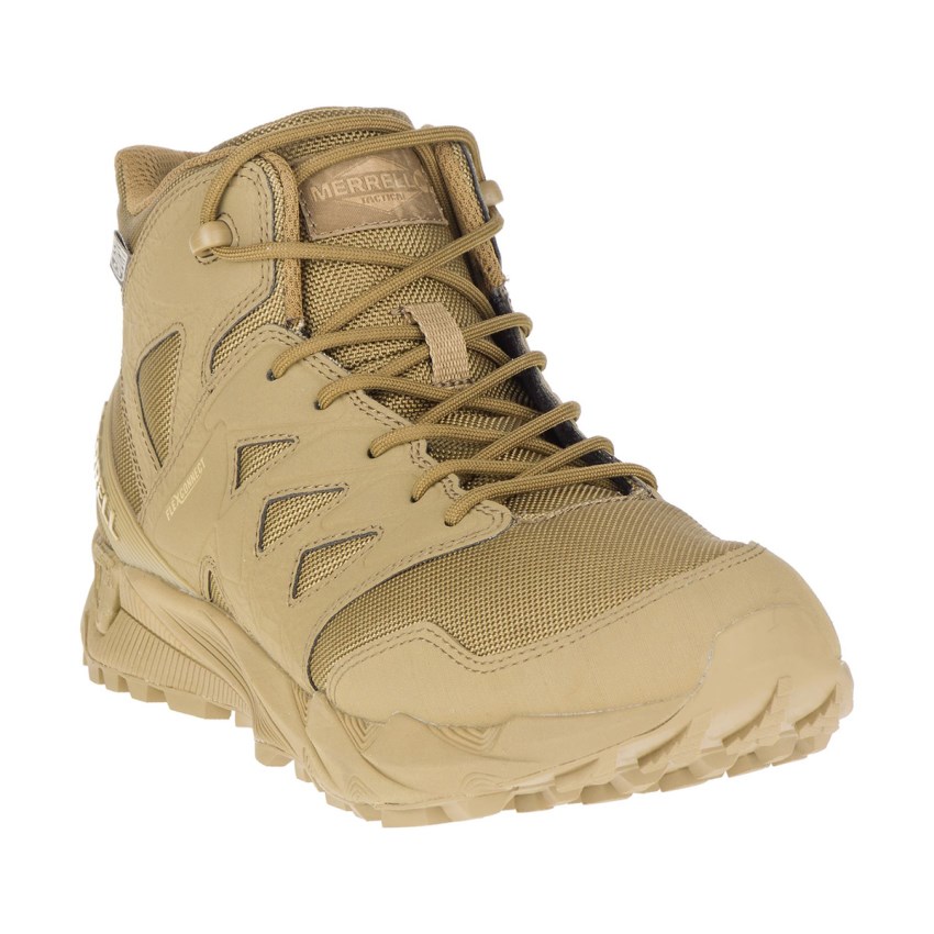 Bottes de Securite Merrell Agility Peak Mid Tactical Waterproof Marron Clair Femme | H.O.LOKJ